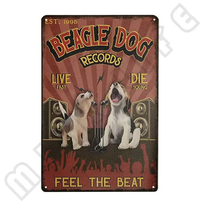 Beagle Hund Metallblechschild Platte Retro Kunst für Badezimmer Toilette Küche Sweet Home Shop Tierhandlung Bauernhaus Haus Zimmer Dekoration