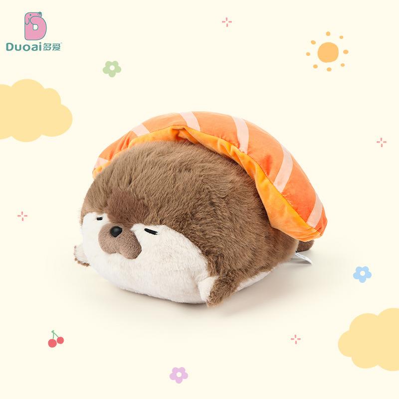 Sushi Pluche Otter Knuffeldier, Zacht Kussen, Schattig Poppen Speelgoed Cadeau voor Vriend Vriendin Verjaardag