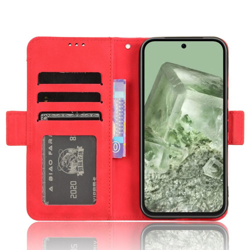 Flip Case for Google Pixel 8A, Card Slot, Red