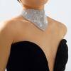 Retro Multi-row Flash Diamonds Bib Necklace Exaggerated Geometric Triangle Full Rhinestones Clavicle Chain for Female