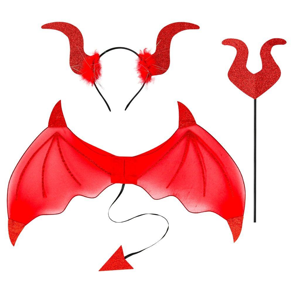 3Pcs/Set Demon Horn Hair Band Halloween Cosplay Props Demon Wings Set  Cosplay Event