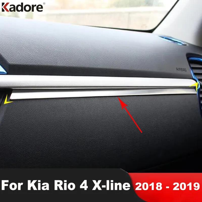 Car Center Console Dashboard Panel Cover Trim For Kia Rio 4 X-line 2018  Stainless Steel Interior Mouldings Accessories