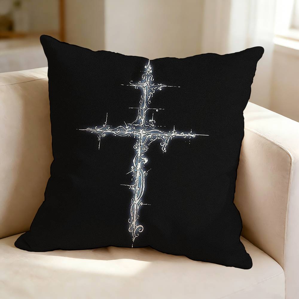 Dark Gothic Cross Square DoubleSided printed Pillow Case Bedroom Bedside Pillow Sofa Cushion Cover