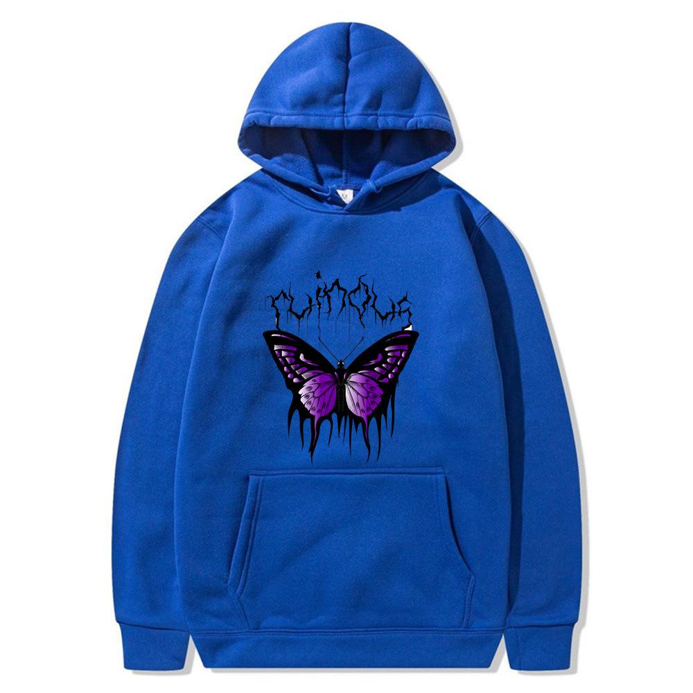 2025 Creative Butterfly Sweater Autumn and Winter Simple Long Sleeve Hooded Men's and Women's Couples Hoodie