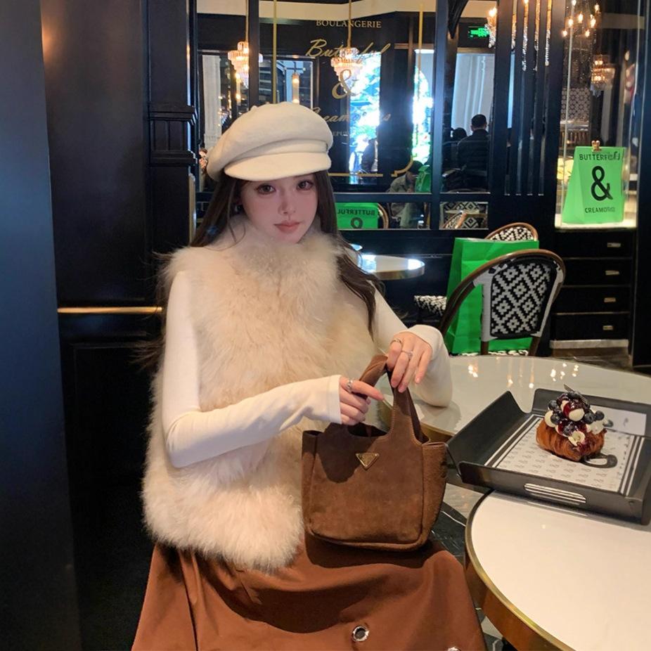 Xiaohua's marshmallow vest imitation fox fur turtleneck clear mountain twilight snow hemp bean fur vest fluffy coat