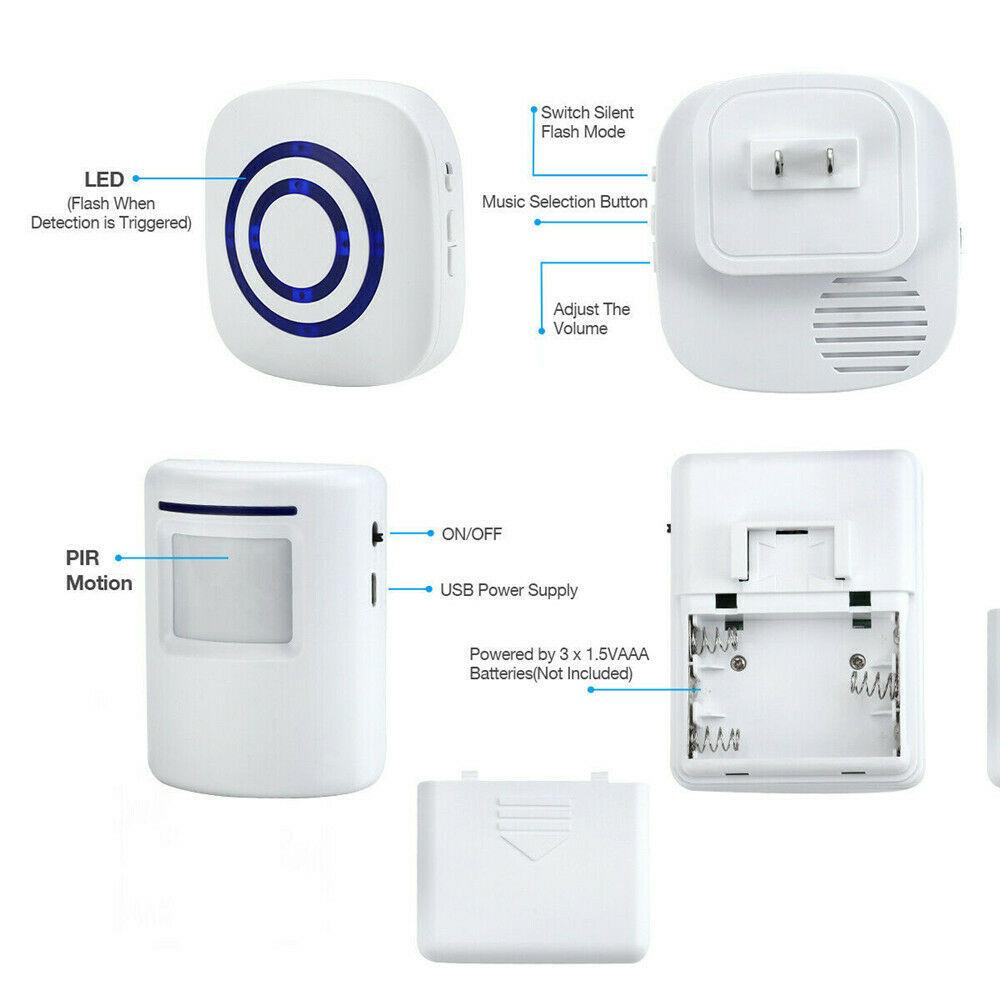 Infrared Sensor Wireless Doorbell with 38 Ringtones Welcomer