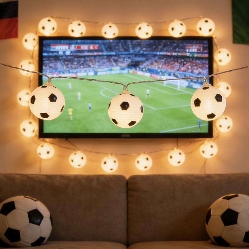 Football String Lights - Soccer Ball Fairy Lightts, Outdoor Waterproof Lamp String | Energy Efficient Soccer Ball Themed Lights