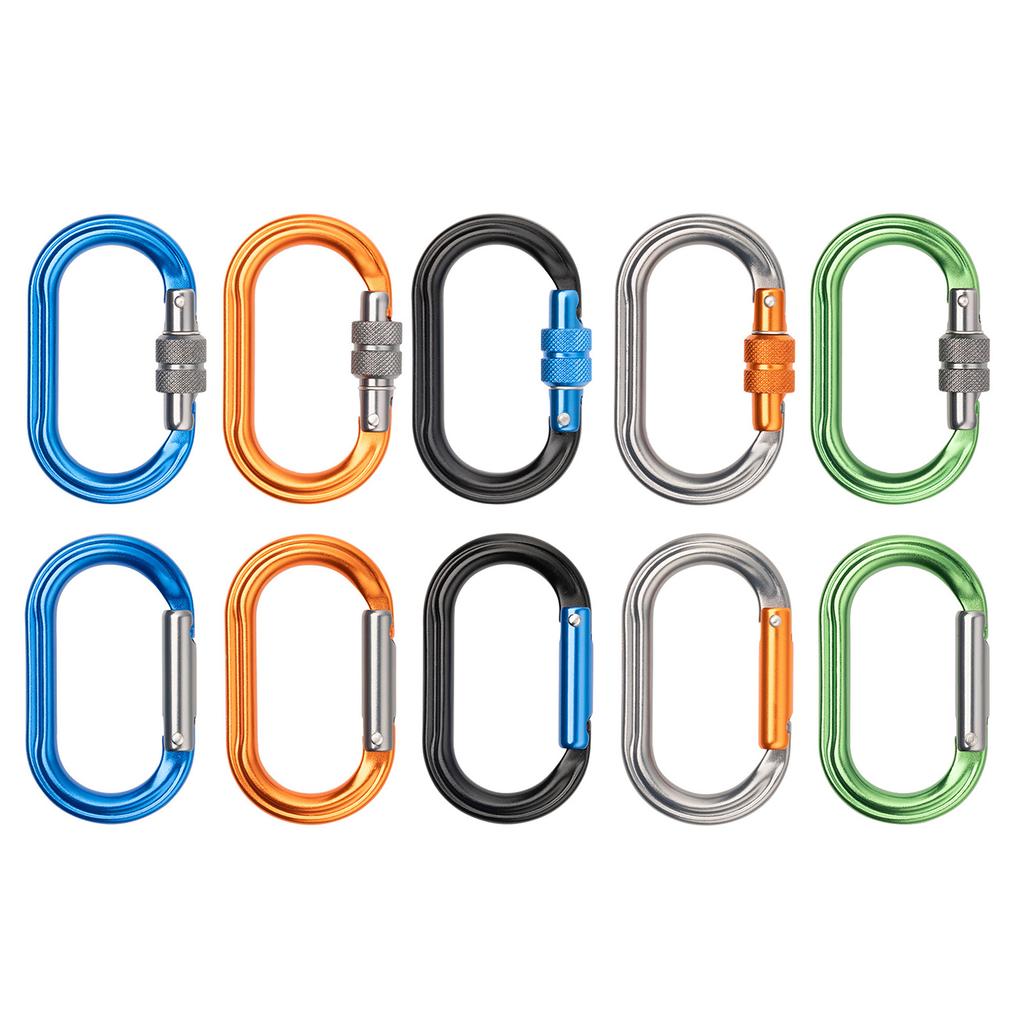 Rock Climbing Carabiner Light Weights Twist Carabiner Hook with Screwgate Spring Snap Keychains Clip Hook Buckle