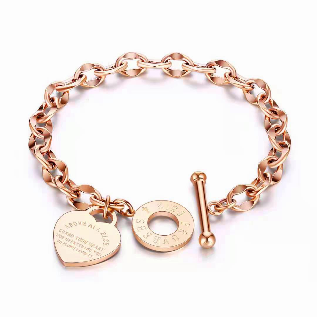 

Love Stainless Steel Jewelry Personalized Versatile Jewelry OT Buckle Popular Titanium Steel Non-fading Bracelet