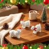 Decorative Garden Accents Miniature Polar Bear Figurines, Durable Synthetic Resin Animal Figures Ornaments, for Fairy Landscaping Christmas