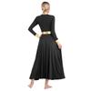 Womens Liturgical Praise Dance Dress Metallic Shiny Color Block Mock Neck Long Sleeve Applique Worship Costume