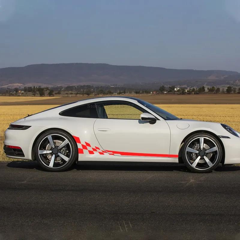 For Porsche 997 911 992  Taycan Panamera Boxster Accessories 2Pcs Car Side Door Stripe Skirt Racing Sticker Vinyl Sport Decal