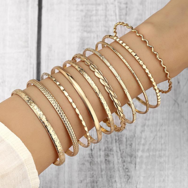 Jewelry, Rhombus Twist Glossy Bracelet Set, Irregular Punk Bracelet Set