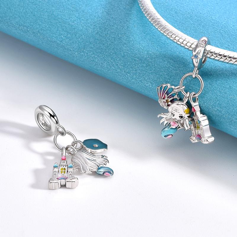 Danturn 925 Silber Charms Verhedderter Mickey Minnie Mulan Anhänger für Frauen Schmuckherstellung Armbänder Halskette