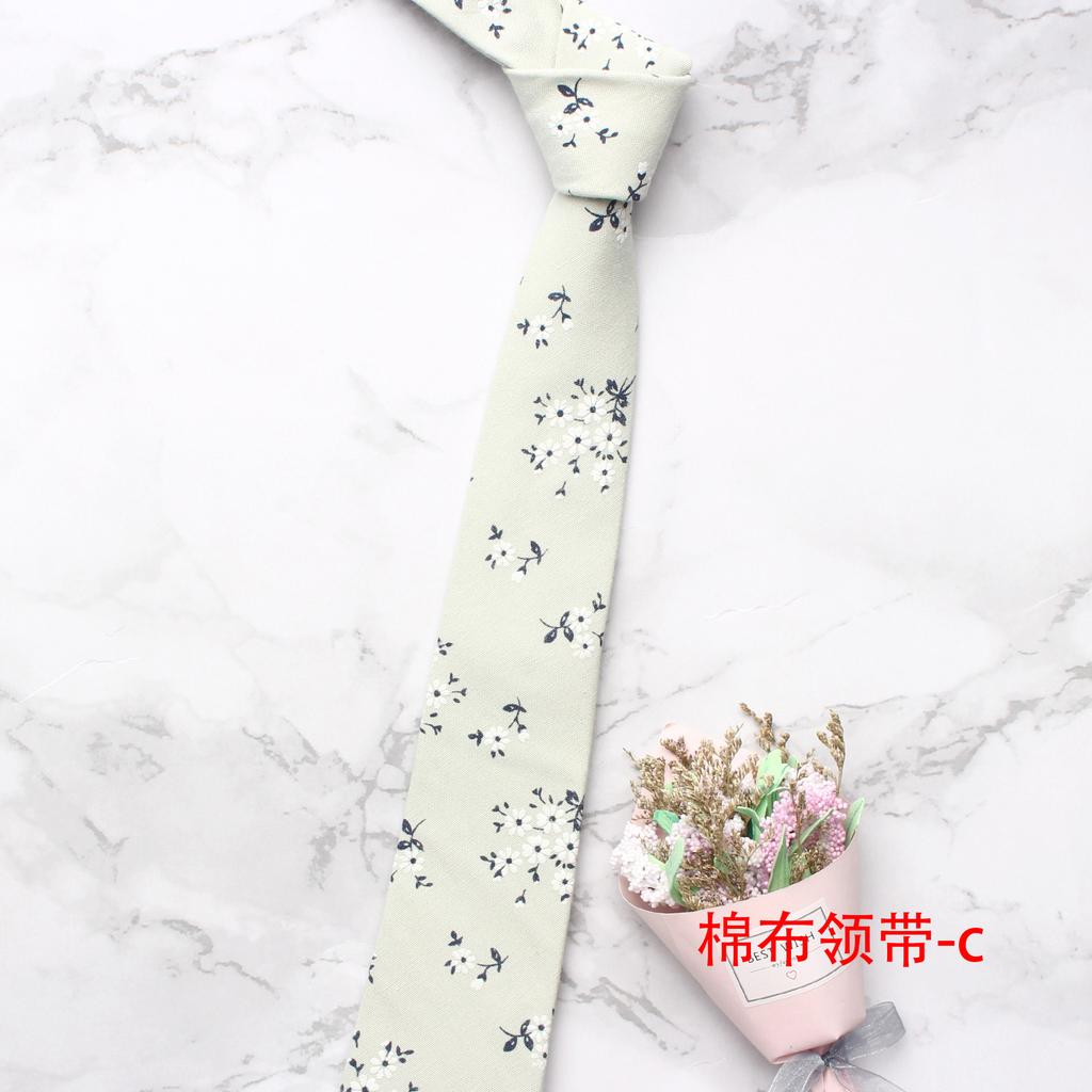 Men'S Cotton Printed Casual Tie, Floral Wedding Groom Dress Tie 7Cm Tie Men