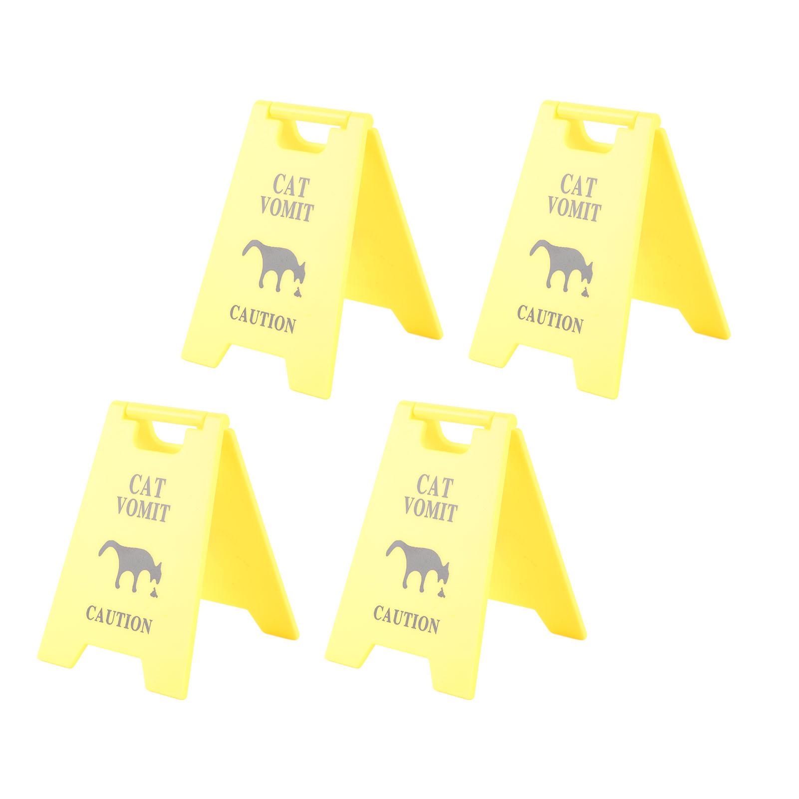 

4 шт. Знак «Кошачья рвота», Водостойкий АБС-пластик, 3D-печать, Забавный предупреждающий знак «Кошачья рвота», Украшение для любителей кошек