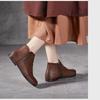 Johnature Retro Stiefeletten Echtes Leder Weiche Sohle Vielseitig Rindsleder Damenschuhe