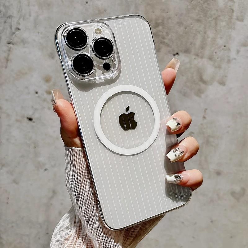 Applicable to iPhone16Pro corrugated magnetic borderless mobile phone case, advanced sense Apple 15 ultra-thin 14 anti-drop cover