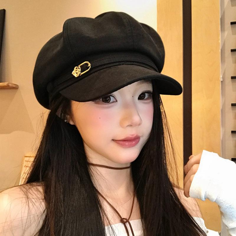Women's Japanese Retro Octagonal Beret: Versatile, Large-Circumference Hat for a Smaller Face Look