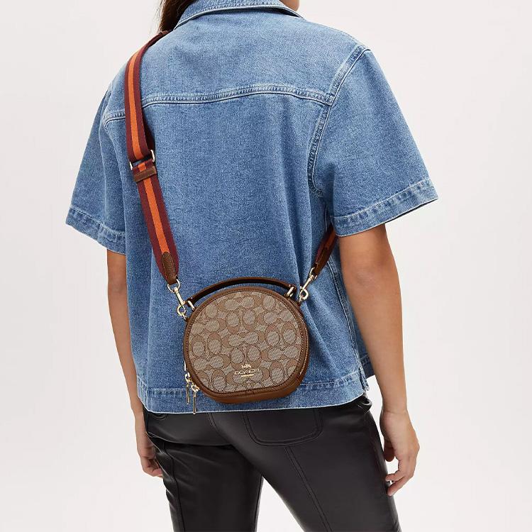 Coach Canteen 17 Classic Monogram Zip Closure Signature Jacquard With Exquisite Pebble Leather Handheld Shoulder Crossbody Bag Small CO986-IMVGB