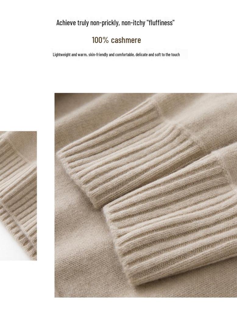 Women's Pure Cashmere Saddle Shoulder Turtleneck Sweater - Warm and Versatile for Autumn & Winter