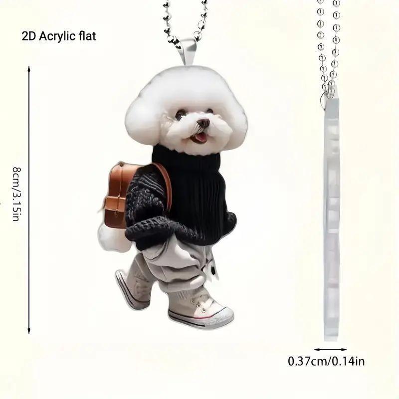 New Cute Personality Puppy Backpack Pendant Fashion Acrylic Flat Car Pendant Keychain Pendant