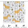 Modern Bathroom Decor Shower Curtain With Cartoon Animal Print White Flower Clouds Pattern For Kids Bathrooms Waterproof Fabric