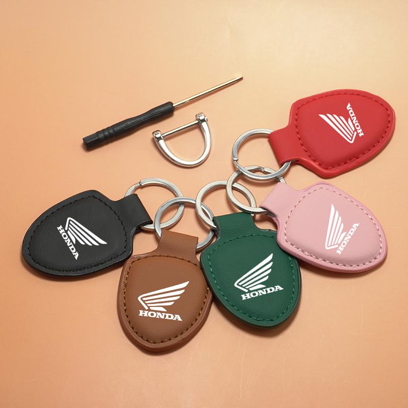 Leather Car Emblems Keychain Key Chain Keyring Decoration Pendant for Honda CB400 CB650FCBF CBR25ORR CRF SH3O0 NC75O Accessories LK6