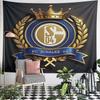 FC Schalke 04 Fußballclub Wappen Wandteppich Goldene Krone Lorbeerkranz Blau Königliche Fan-Dekoration für Schlafzimmer Man Cave Geschenk