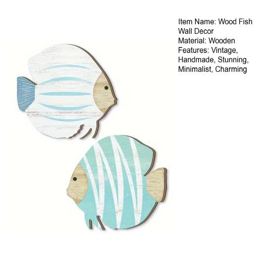 2 Pcs Wood Fish Beach Wall Art Wooden School of Fish Wall Decor Nautical Coastal Theme Wall Hanging Ornament for Bathroom Lake House