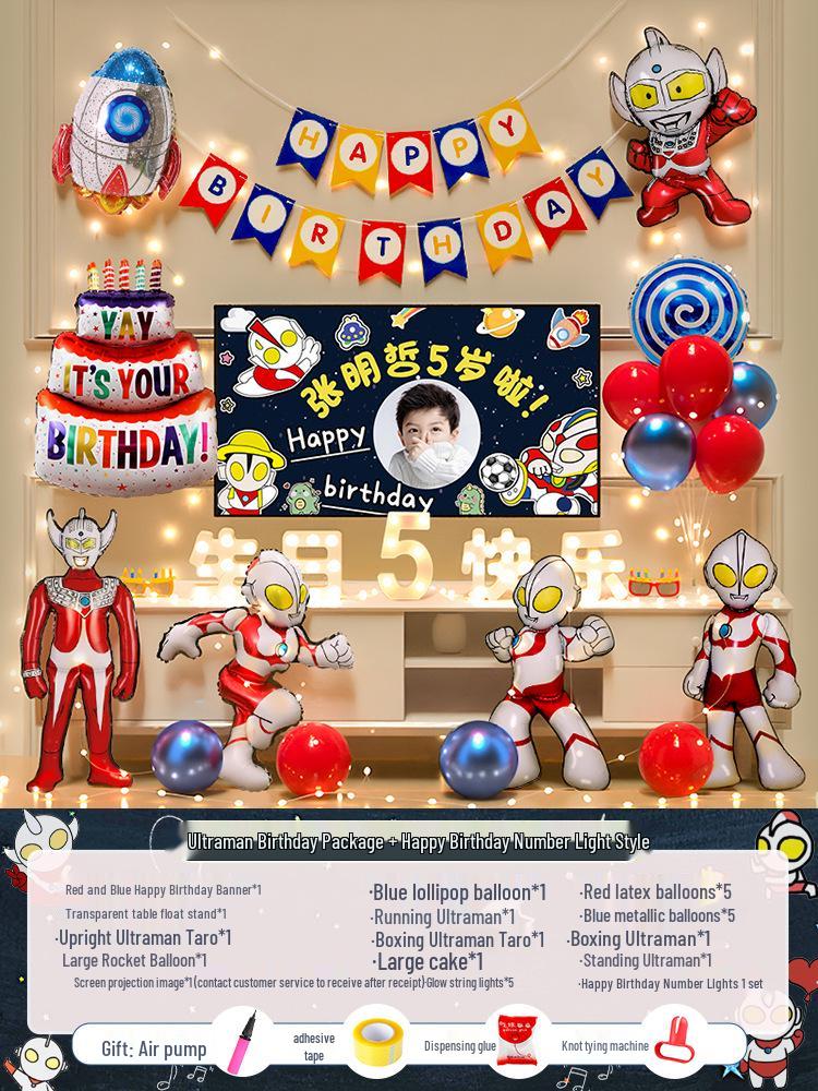 Bakgrunn for 10-årsfeiring: Gratulerer med dagen Ballonger og dekor for gutter