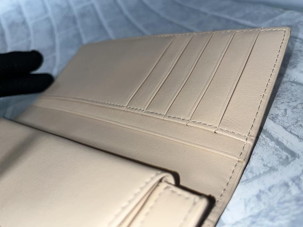 GUODI Langes Portemonnaie mit Klappe und Kartenetui, Echtes Straußenleder, Full Point Design, TK-30LW100 (Oryx Beige)