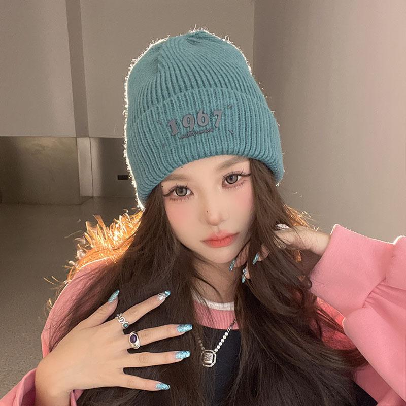 Women's Winter Warm Big Head Knitted Hat Korean Style Fashionable and Versatile Student Windproof Ear Protection Wool Hat