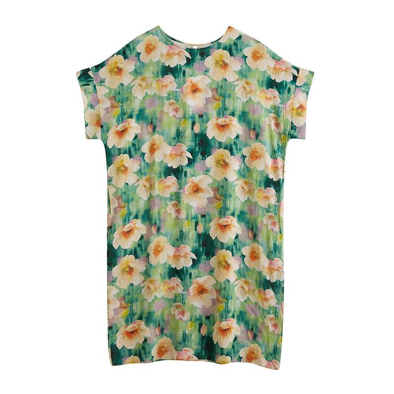 Real Shot Summer New Thin Cotton and Linen Literary Loose Short Sleeve Fat Mm Knee Dress Women's Clothing