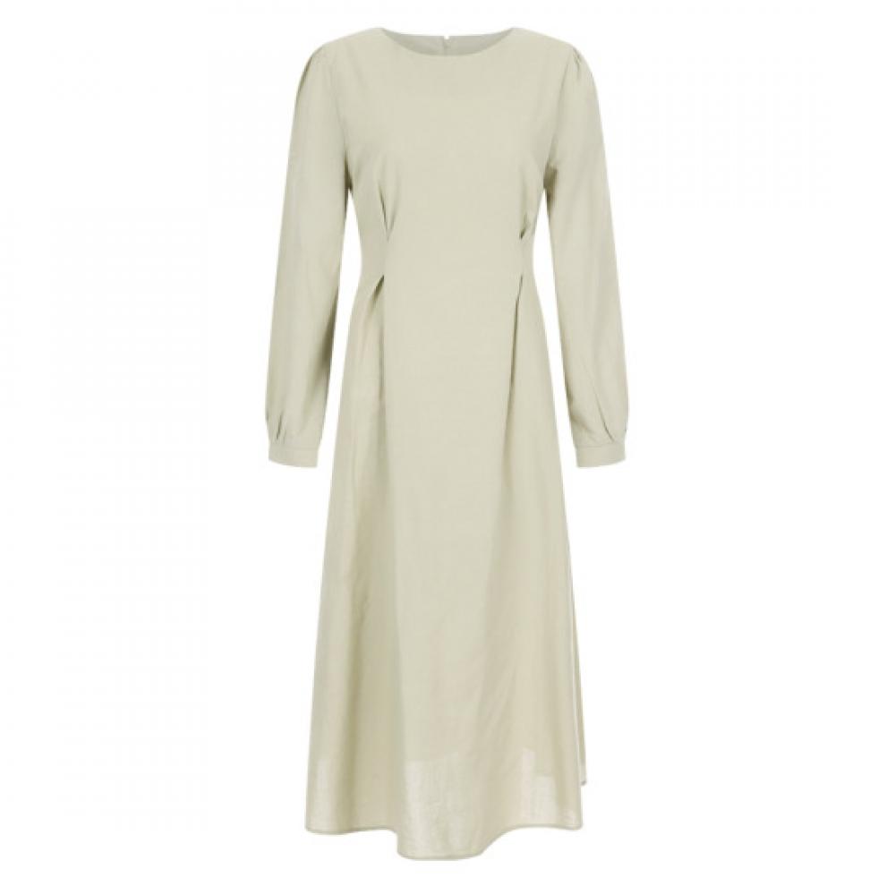 Shop   Women S Cotton Party Back Ribbon Comfy Long dreSS Beige Naru Wdr 20353