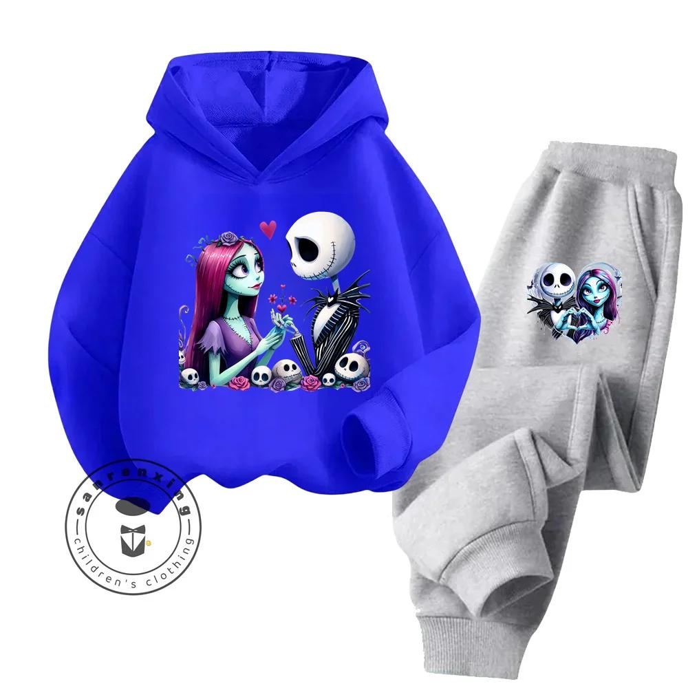 The Nightmare Before Christmas Long Sleeve Fashion Tops Suitable for Kids Soft Touch Elegant Design Hoodie Set