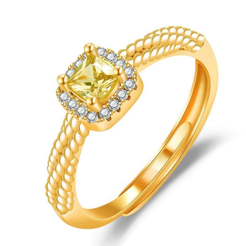 Minsheng Citrine Diamond Ring: Chic Red Book Sugar Cube Design for Women