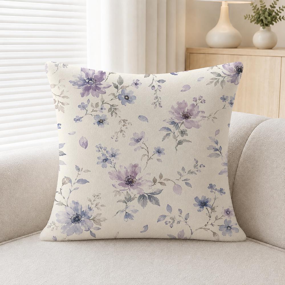 Floral Print Petal Illustration Print Cushion Cover Soft Plush Fluffy Throw Pillow Cases For Sofa Bedroom Home Decor