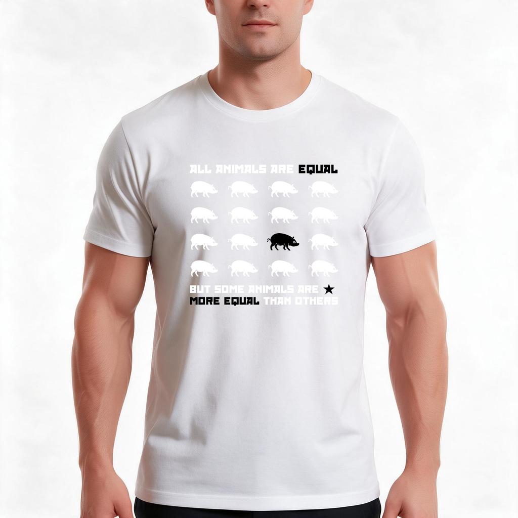 All Animals Are Equal 2 (Red) Tshirt Summer Casual Cotton Tee Oversized Streetwear Tops Vintage Graphic Print 100 Cotton