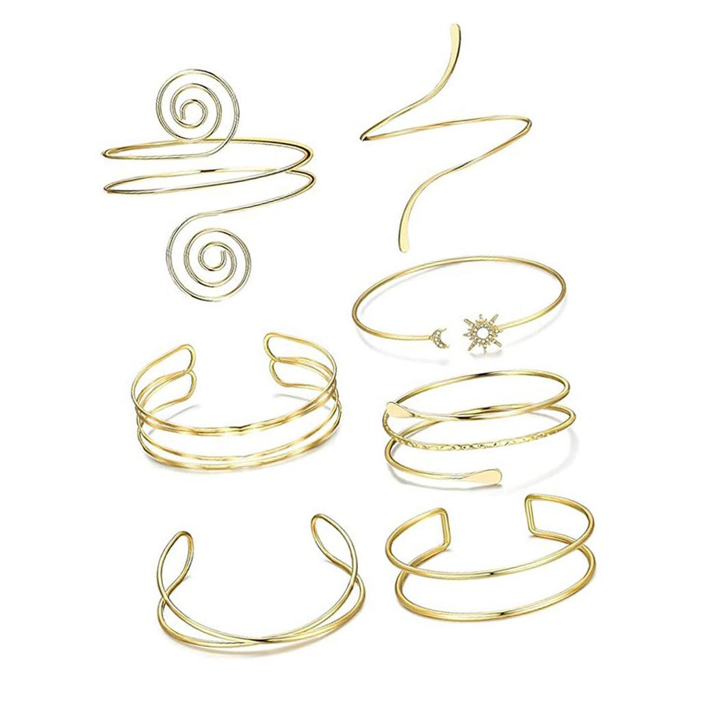 7-teilige elegante goldene Armreif-Armbänder für Damen Feiertagsgeschenke Accessoires für Partys Abschlussbälle und besondere Anlässe