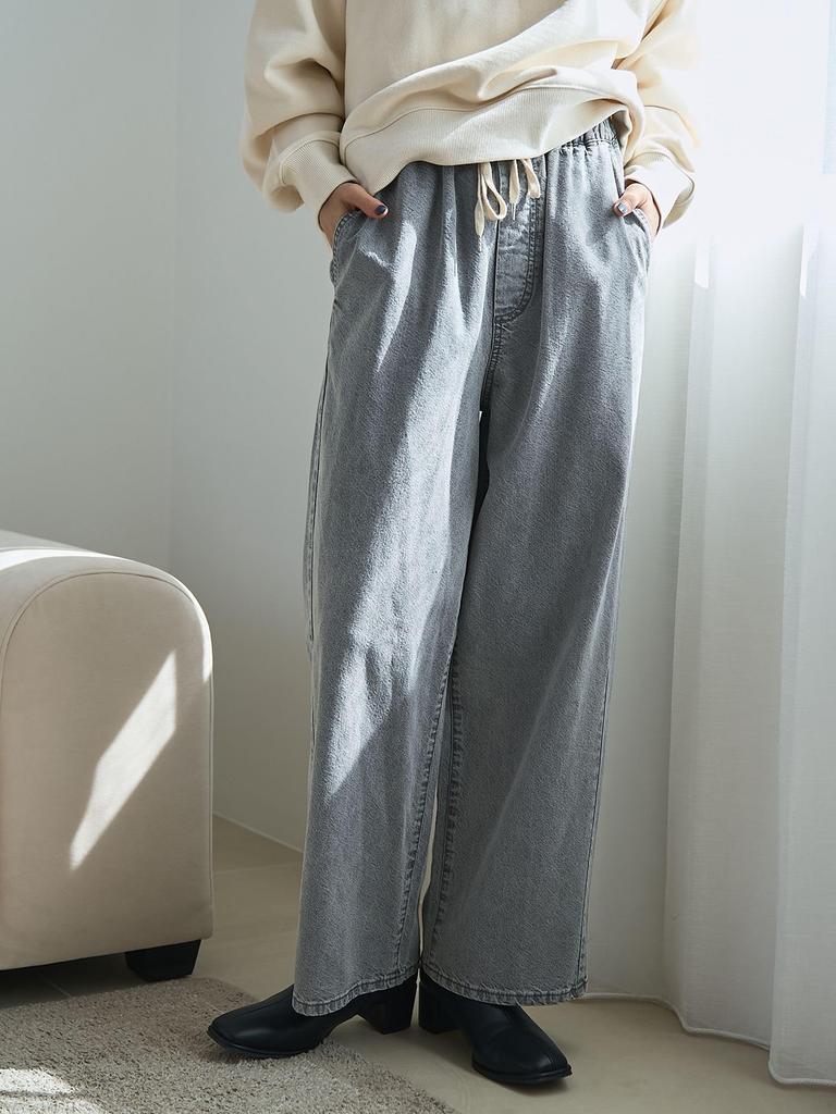 Cohen Cotton Rayon Denim Wide Pants, 76406000010 7970 Navy (79), Size L, Popular Gray, Now Back in Stock Online!