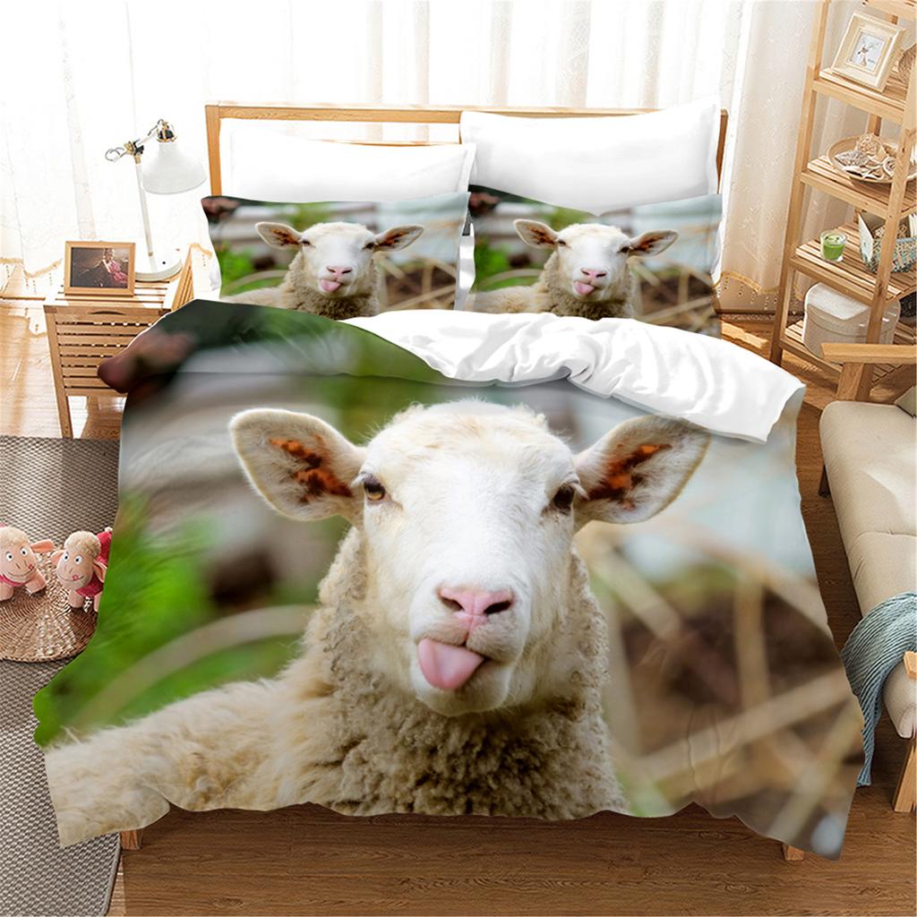 3D Printed Sheep Duvet Cover with Pillow Cover Bedding Set Single Double Twin Full Queen King Size Animal Bed Set Bedroom Decor