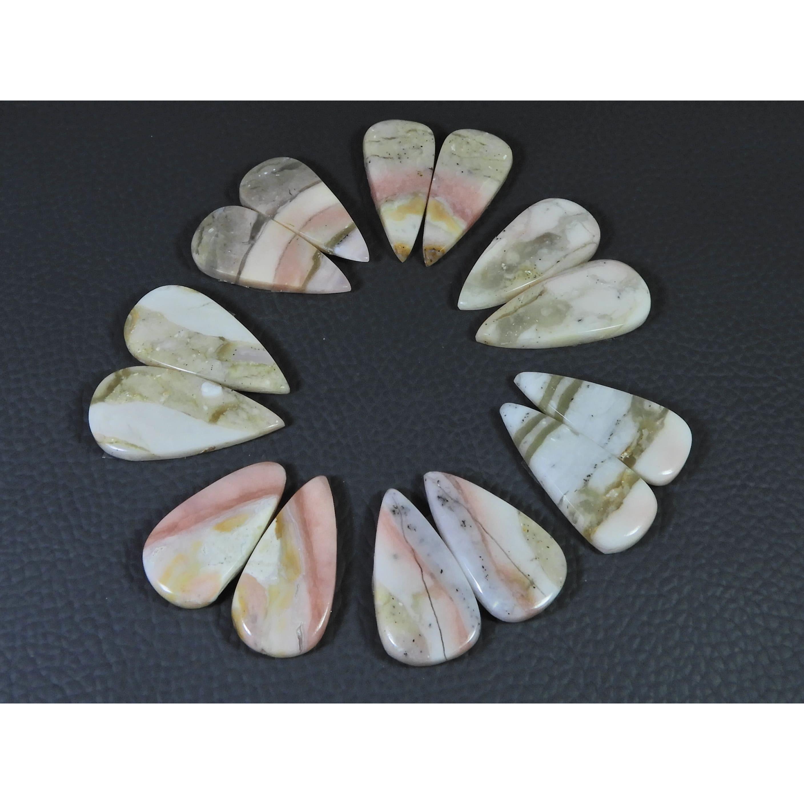 162Cts. Natural Pink Opal  Matched Pair Pear Cabochon Gemstone 7Pair Lot C-1403