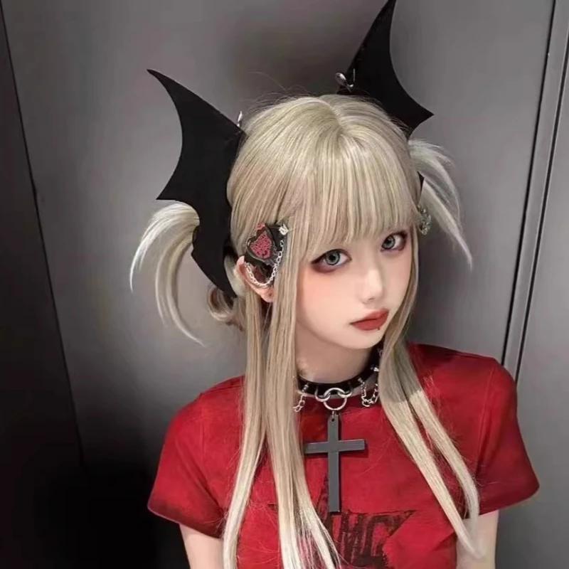 Black INS Devil Bat Wings Side Hair Clip Gothic Hairpin Halloween Costume Accessories for Unisex Party Decor Wing Hair Clips