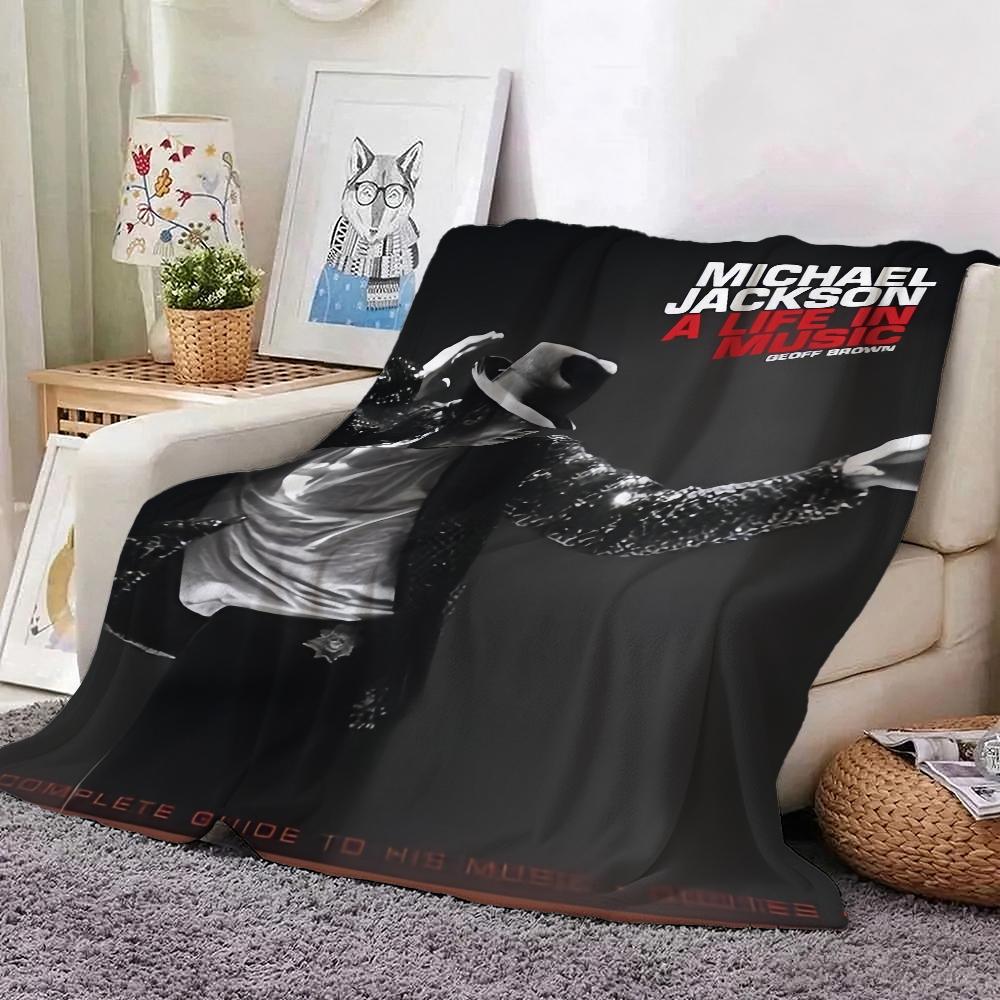 Michael Jackson Pop Theme Printed Blanket Warm Comfortable Fleece Blanket For Camping Travel Home Decor Holiday Gift