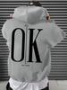 Men Hoodie It'S Ok Don'T Worry Letter Print Oversized Casual Streetwear Loose Casual Long Sleeve Pullover Streetwer Tops