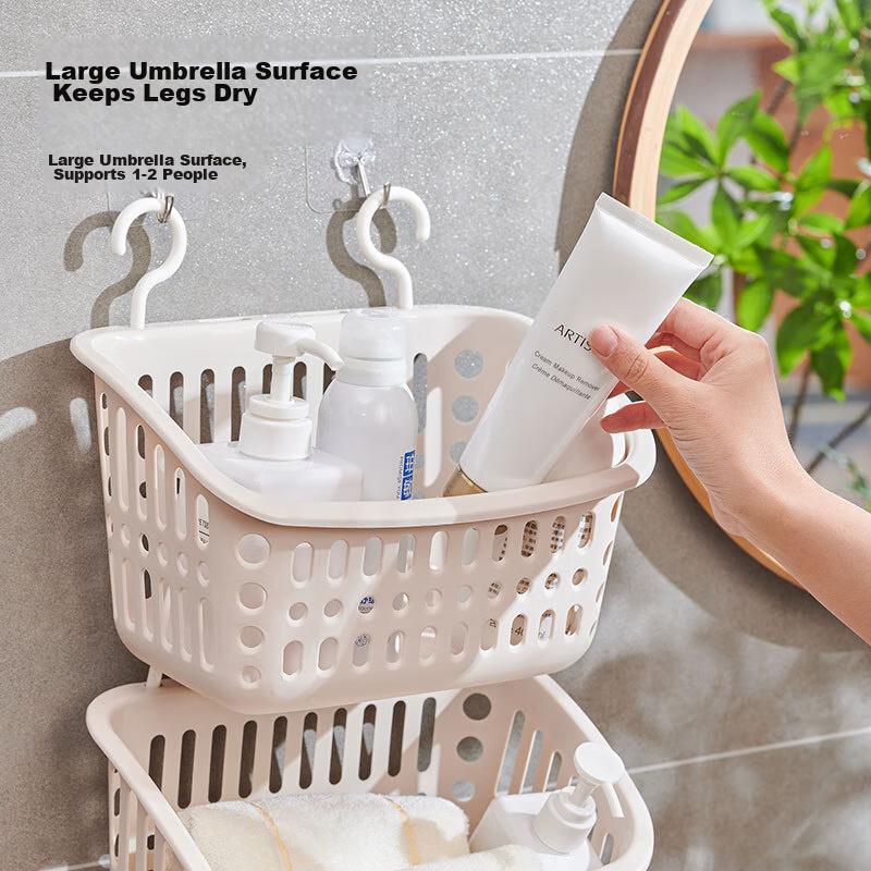 Badezimmer-Aufbewahrung Hängekorb, Toiletten-Organizer Regal, Kein Bohren erforderlich, Nachttisch-Aufbewahrungskorb aus Kunststoff, Große Größe, 1 Stück