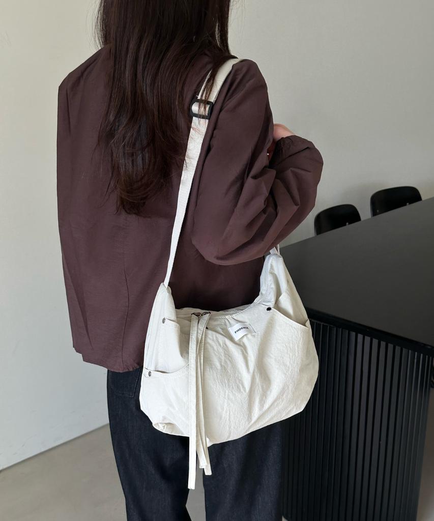 Phoenix Origin String Pocket Shoulder Bag - Beige