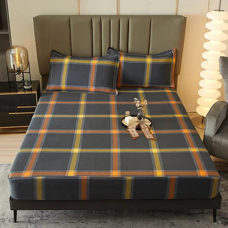 Cute Teddy Bear Pattern Fitted Sheet Set 100% Cotton Anti-slip Mattress Cover with Pillowcases Home Bedding Set for Boys Girls