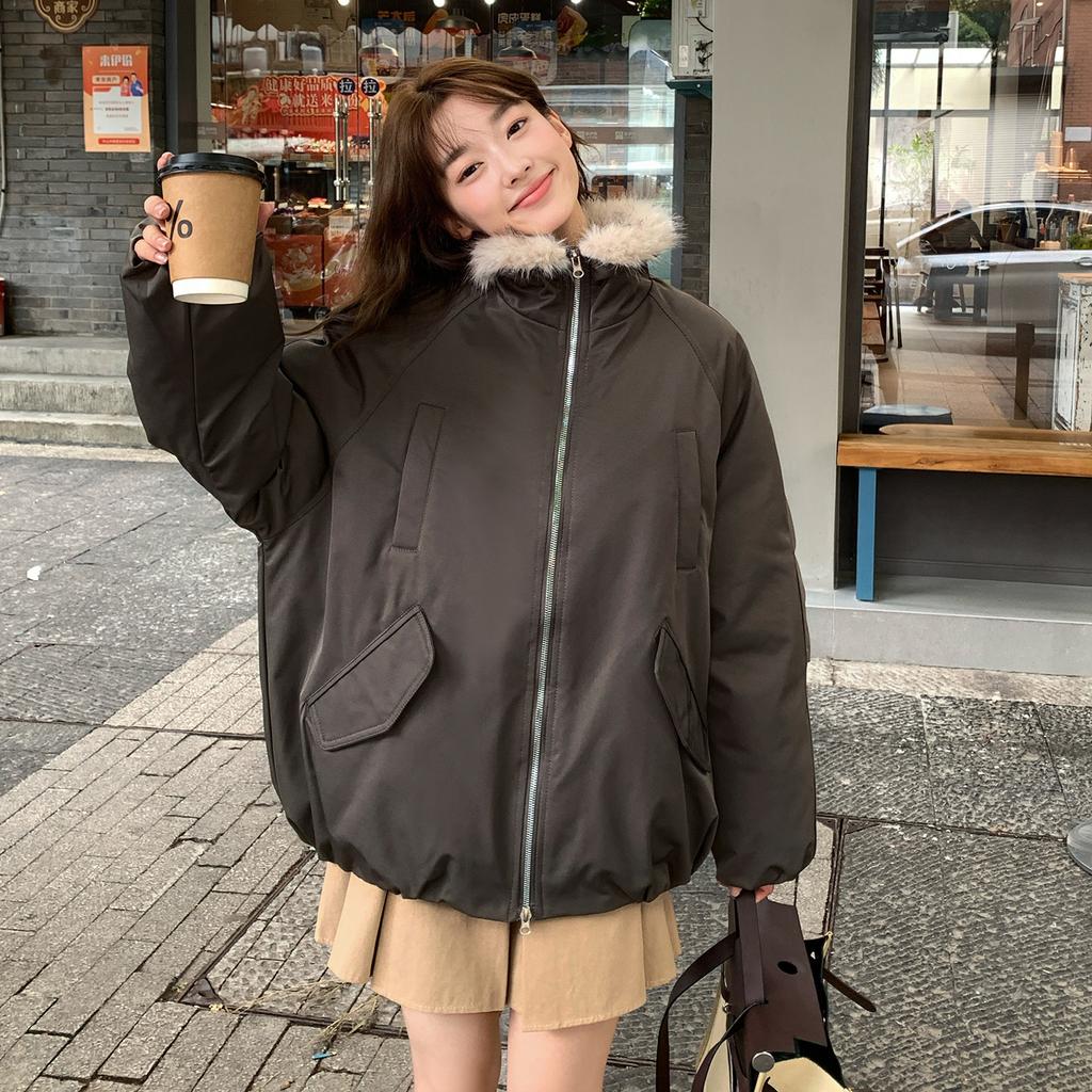 Winter new women's down cotton clothes fur collar hooded cotton clothes cotton clothes women's warm pie overcome coat